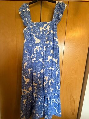 Blue and White Floral Maxi Dress